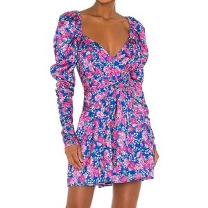 For Love And Lemons Blue and Pink Floral Dress